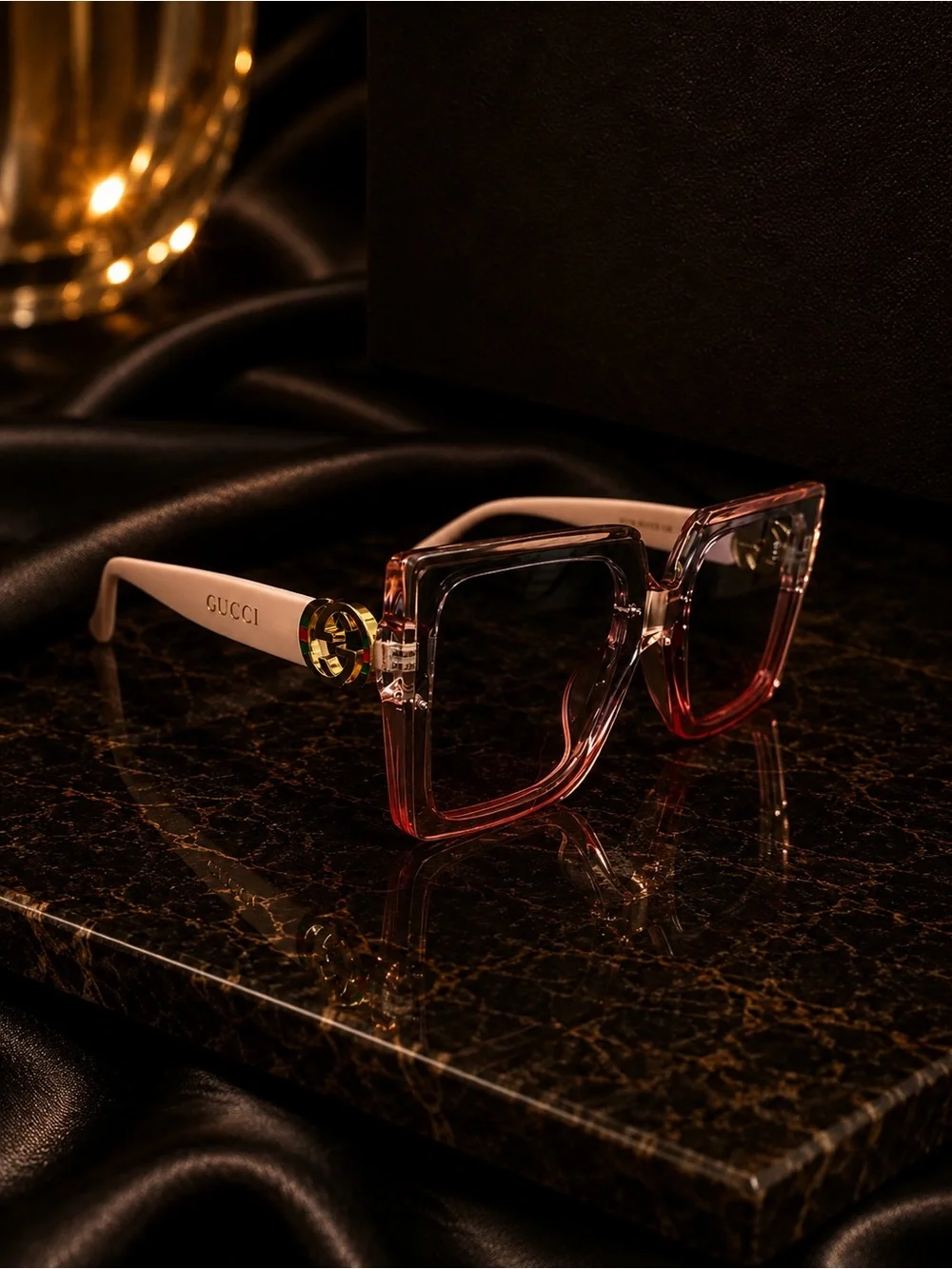 Gucci Pink Square Frame Women's Sunglasses